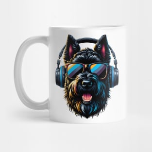 Grinning Black Russian Terrier as Smiling DJ Mug